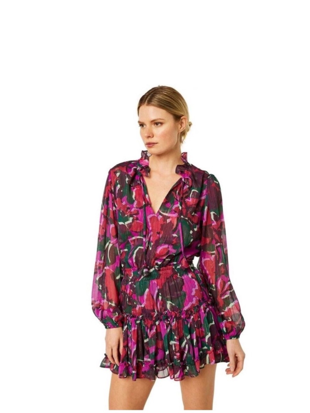 Misa Los Angeles Lorena Dress-  Long Sleeve
Tiered Mini EUC